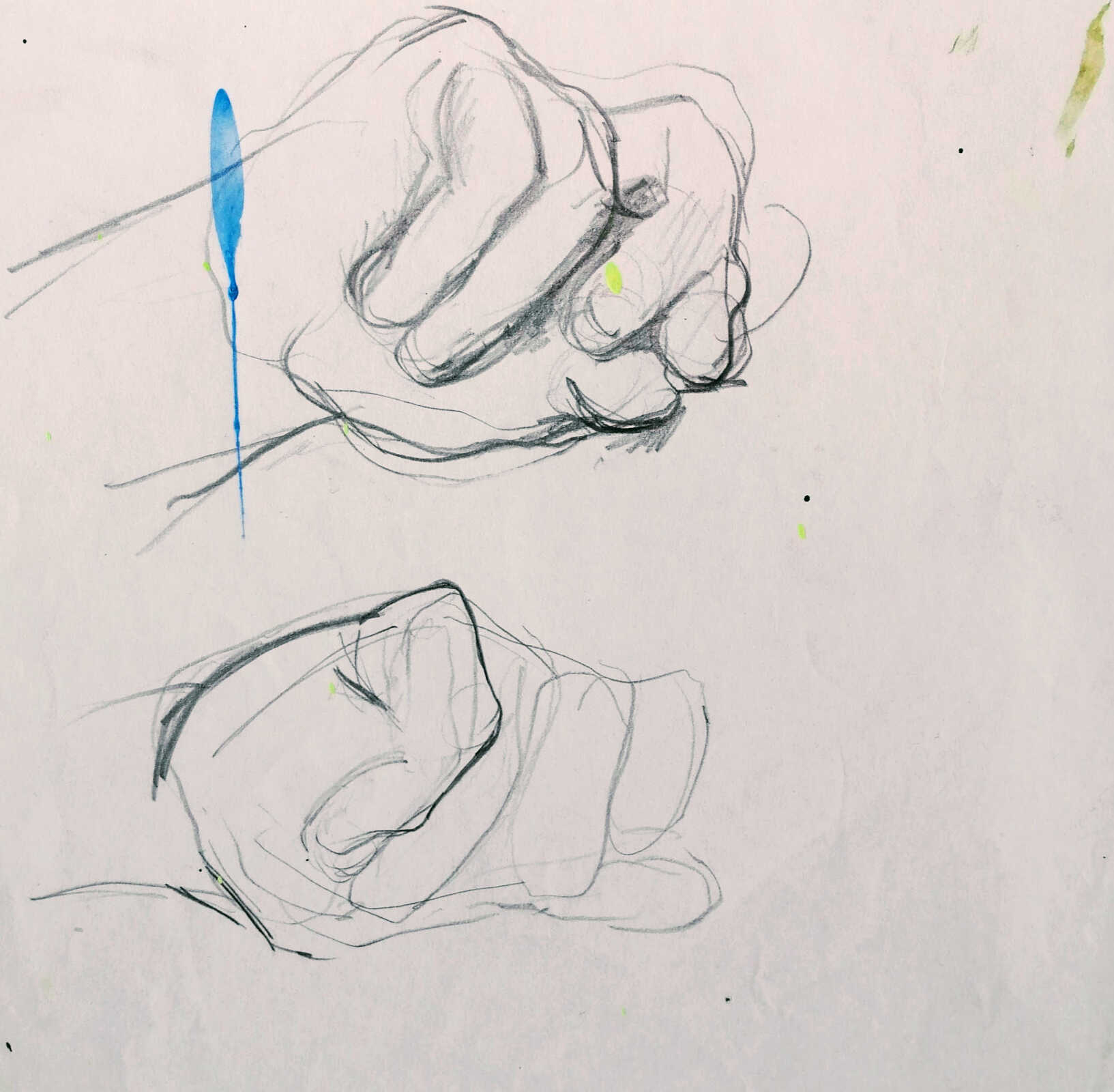 Study of hands, pencil on paper